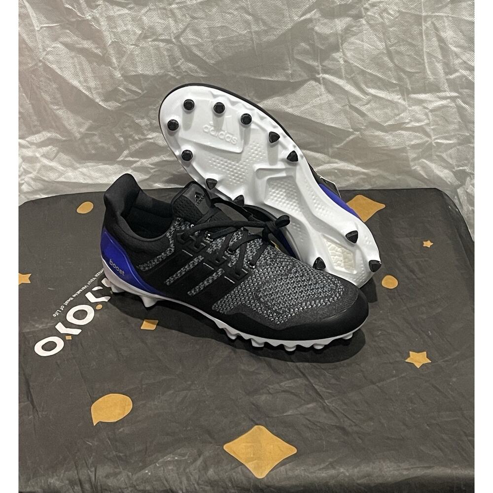 New Men’s 11 Adidas UltraBoost Cleat Black Blue OG JP7410 Football Cleats.
